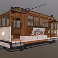 Vintage Style Tram Car With Wooden Exterior And Classic Details