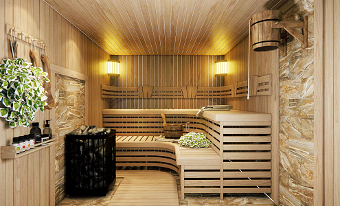 Modern Sauna Room 3d model