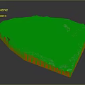 3D Geological Scene Model With Orange Base Green Moss Covered Stones And Dirt