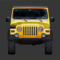 Yellow Jeep Convertible with Black Top and Off Road Wheels Graphics