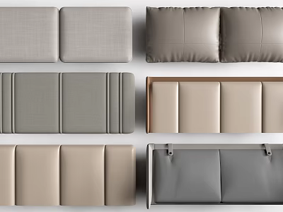 Upholstered Wall Panels In Various Styles With Neutral Tones And Textured Patterns 3d model