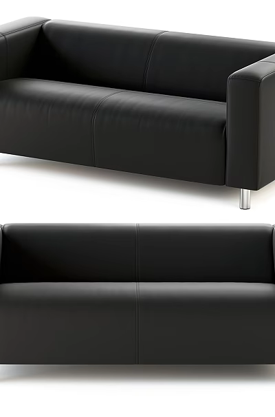 Modern Style Black Leather Leisure Sofa Set For Living Area 3d model