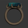 Copper Colored Ring With Turquoise Rectangular Gemstone In Claw Setting Design