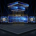 Modern Stage Design With Blue Lighting LED Screens Steps And Geometric Structure 3d model
