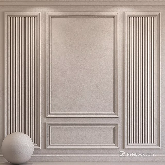 Modern Wainscoting Wall Design With Light Colored Panels And Vertical Stripes 3d model