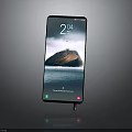 Sleek Full Screen Smartphone Electronic Device With HD Display Scenic Wallpaper Time And Call Buttons