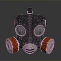 Gas Mask As Defensive Weapon With Black Body Red Filters And Silver Components