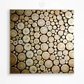 Natural Wooden Slices Wall Decor with Circular Patterns and Rustic Design for Home Interior Decoration