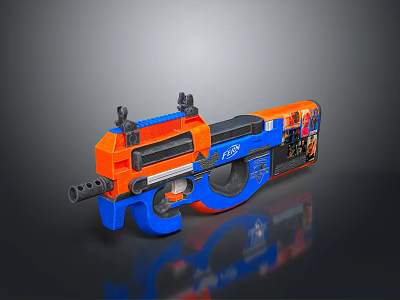Blue And Orange NERF Toy Blaster With Playful Design And Grip Details 3d model