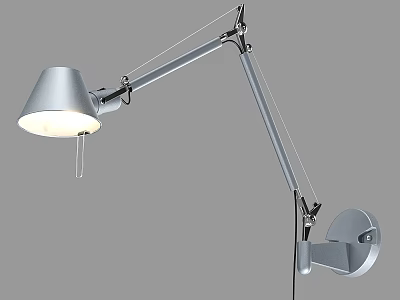 Modern Silver Wall Lamp With Adjustable Metal Arm And Lighting Function 3d model