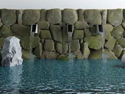 Modern waterscape sketch drain landscape wall 3d model
