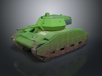 Green Military Tank with Number 101 and Track Design for Military Vehicle 3d model