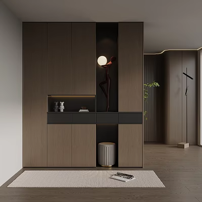 24 Italian Minimalist Entrance Cabinet Shoe Cabinet Entrance Background 3d model