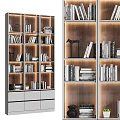 Modern Bookcase Interior Design With Layered Shelves Books And Decorative Items 3d model