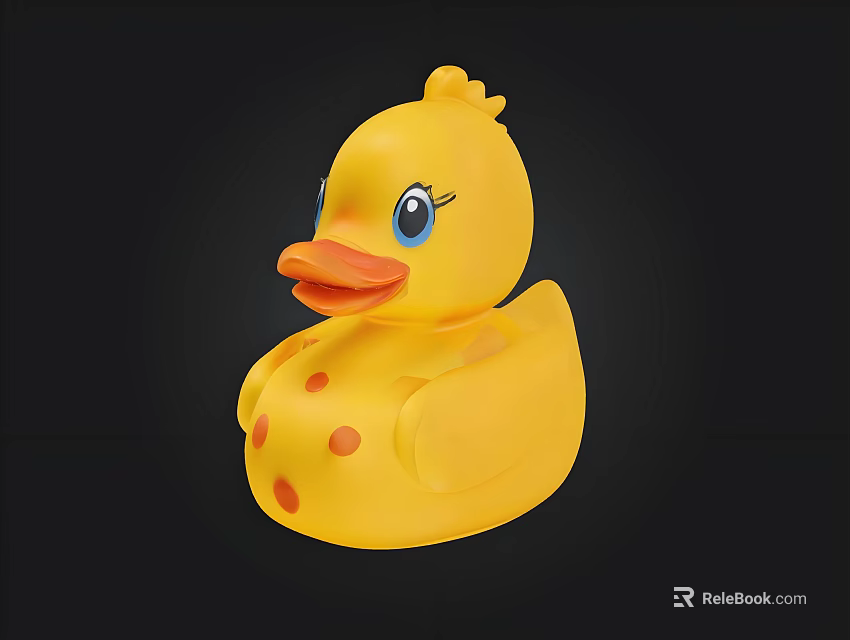Adorable Yellow Rubber Duck Toy Featuring Blue Eyes Orange Beak And Red Spots 3d model 