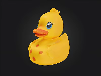 Adorable Yellow Rubber Duck Toy Featuring Blue Eyes Orange Beak And Red Spots 3d model