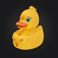 Adorable Yellow Rubber Duck Toy Featuring Blue Eyes Orange Beak And Red Spots