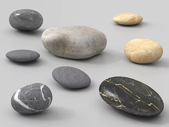 Modern pebble stone landscape stone 3d model