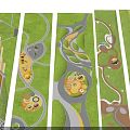 Diverse Park Landscape Design With Curved Paths Green Areas And Circular Plazas