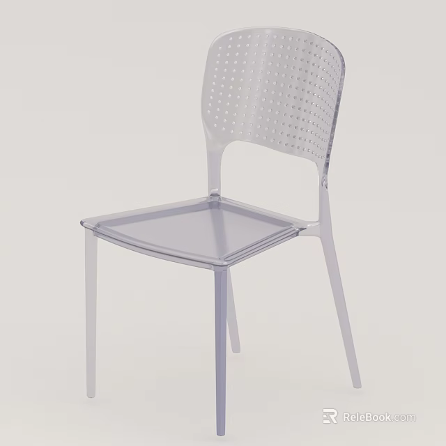 Transparent Modern Chair With Perforated Backrest And Sleek Acrylic Structure Design 3d model 