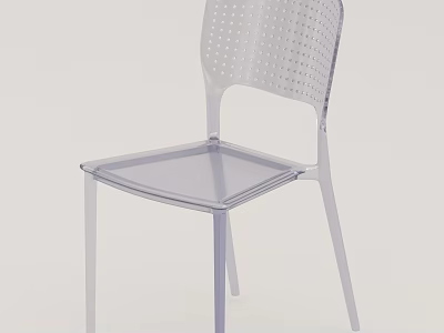 Transparent Modern Chair With Perforated Backrest And Sleek Acrylic Structure Design 3d model