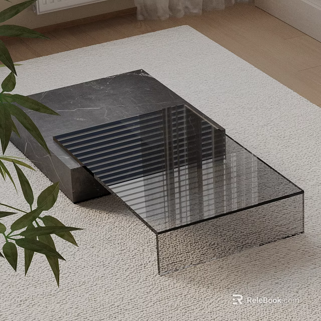 Modern Sofa and Coffee Table Set With Glass Top and Marble Base Design 3d model