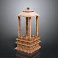 Traditional Wooden Pavilion Building With Multi Tiered Base And Roofed Top