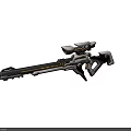 Futuristic Sci Fi Weapon Rifle With Mechanical Structure Golden Lines Scope And Silver Blue Design