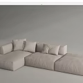 Beige Fabric L Shaped Sectional Sofa With Multiple Soft Cushions And Comfortable Design 3d model