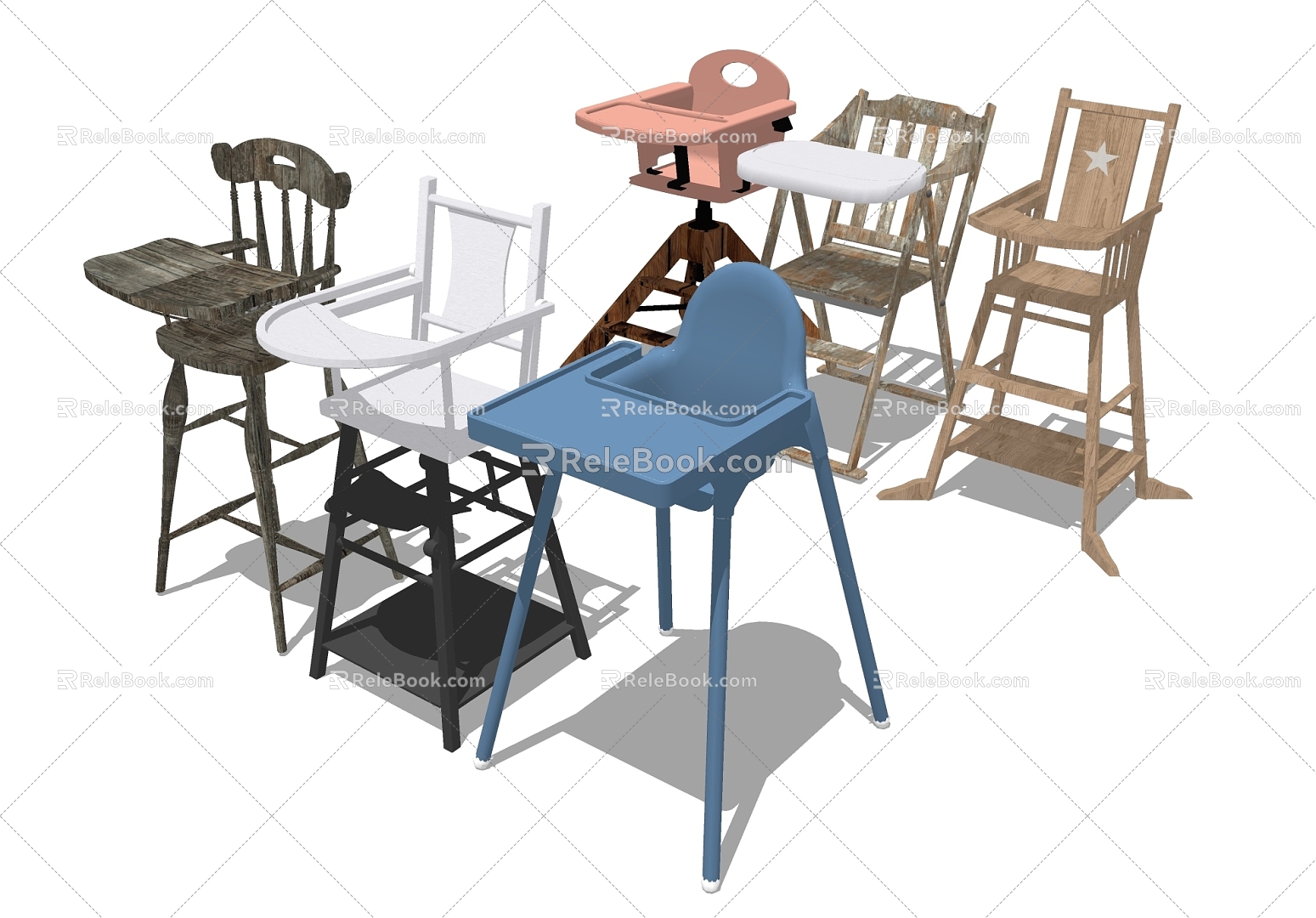 Children's Dining Table and Chair 3d model