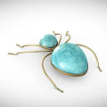 Spider Shaped Decorative Ornament Set With Golden Legs And Turquoise Spheres