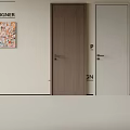 Modern Hinged Doors in Dark Brown and Light Gray with Colorful Painting on Wall