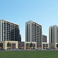 Aerial View Planning of Modern Residential Complex With High Rise Buildings and Central Green Space