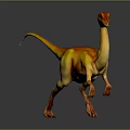 Realistic 3D Rendered Walking Dinosaur With Yellow Orange Body And Red Head