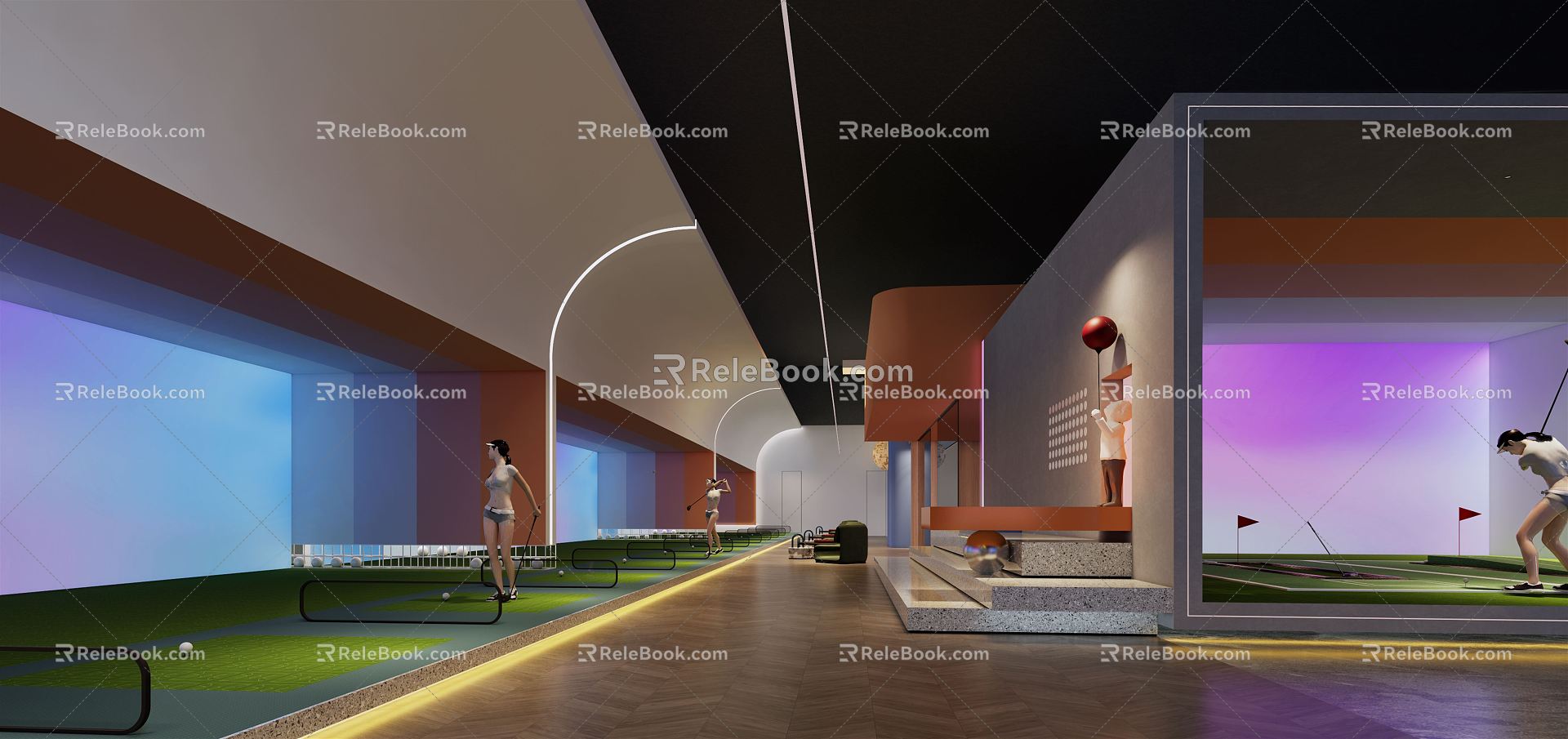 Modern Clubhouse Indoor Golf 3d model