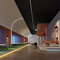 Elegant Modern Indoor Golf Clubhouse With Practice Areas People Playing And Lighting