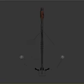 Modern Crossbow Weapon Design With Wooden Frame Metal Parts And Blue Accents