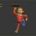 Smiling Game Movie Character Running In Red Sweater Blue Skirt Holding Black Box With Sparkles