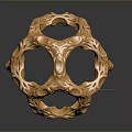 Golden Hollow Spherical Decorative Sculpture With Intricate Patterns And Shiny Surface
