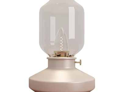 Vintage Table Lamp With Clear Glass Shade And Beige Metal Base For Home Decor 3d model