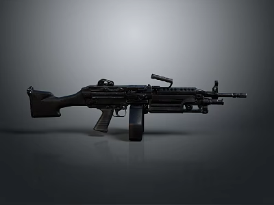 Black Modern Assault Rifle With Tactical Components And Detailed Design View 3d model