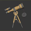 Gold And Silver Telescope Equipment With Tripod Stand Chain And Circular Plate