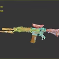 Unique Stylish Rifle With Orange Flame Design And Modern Decorative Elements