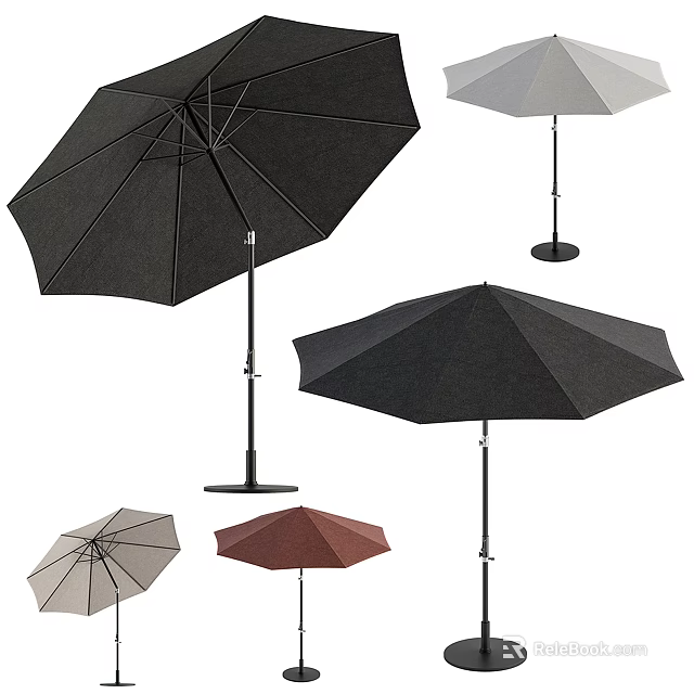 Variety Of Outdoor Umbrellas In Different Colors 3d model 