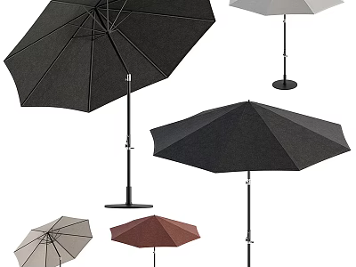 Variety Of Outdoor Umbrellas In Different Colors 3d model