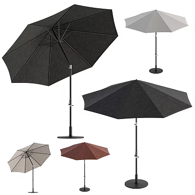 Variety Of Outdoor Umbrellas In Different Colors 3d model