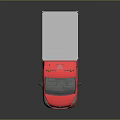 Red Pickup Truck Converted From Small Van With Orange Roof Lights Silver Cargo Bed