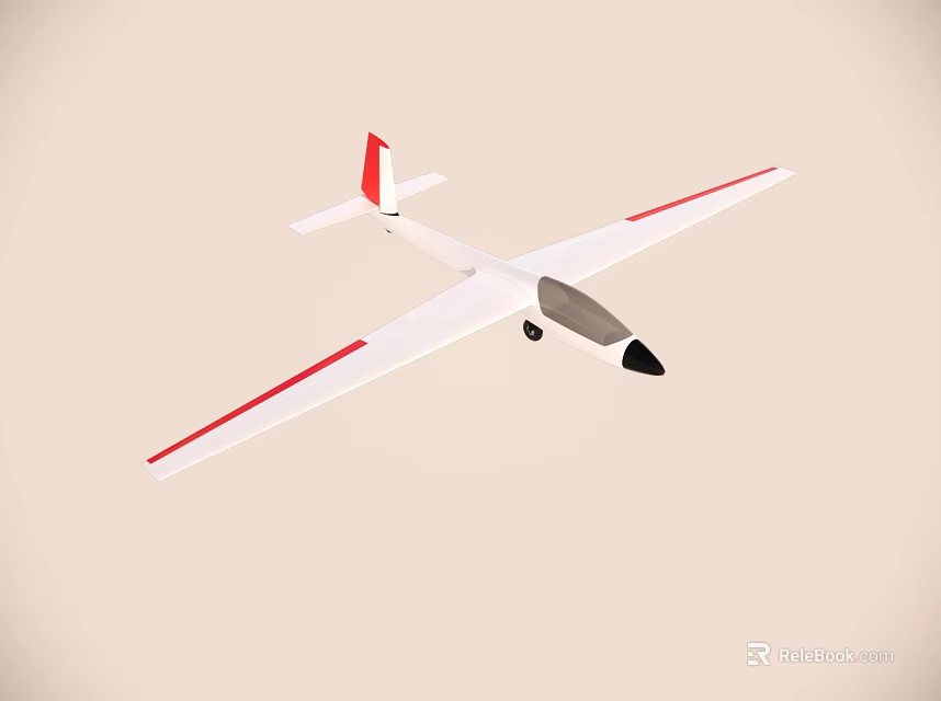 Passenger Airplane With White Body Red Stripes On Wings And Black Nose 3d model 