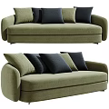 Comfortable Modern Green Sectional Sofa With Dark And Light Decorative Pillows 3d model