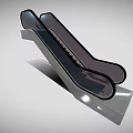 Sleek Modern Escalator Design With Black Steps Transparent Handrails And Reflective Surface